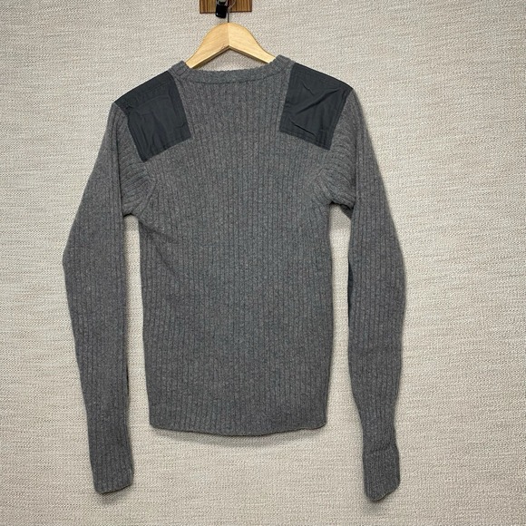 LL Bean Commando Sweater M Mens Merino Lambswool Gray Ribbed Pullover - Picture 3 of 8